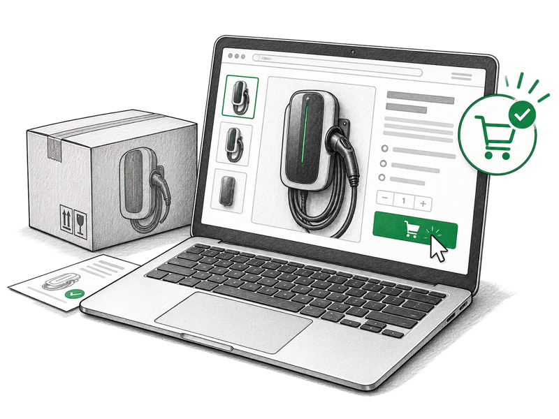Commercial EV charging station being ordered online